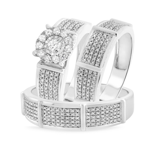 Photo of Corban 1 ct tw. Round Diamond Matching Trio Ring Set 10K White Gold [BT423W-C031]