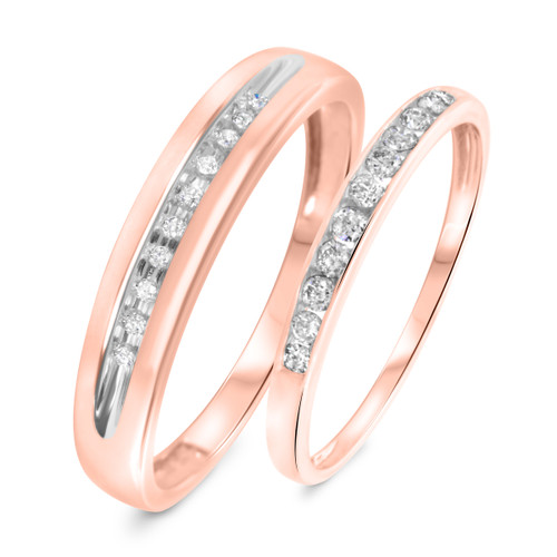 Photo of Culverette 1/4 ct tw. Diamond His and Hers Matching Wedding Band Set 10K Rose Gold [WB584R]