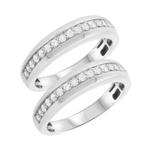 Photo of Melanie 7/8 ct tw. Same Sex Mens Band Set 10K White Gold [WM639W]