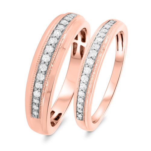 Photo of Selena 3/8 ct tw. Diamond His and Hers Matching Wedding Band Set 14K Rose Gold [WB643R]