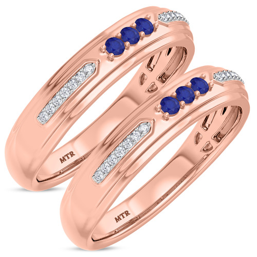 Photo of Diantha 3/8 Carat T.W. Diamond Matching Wedding Band Set 10K Rose Gold [WM873R]