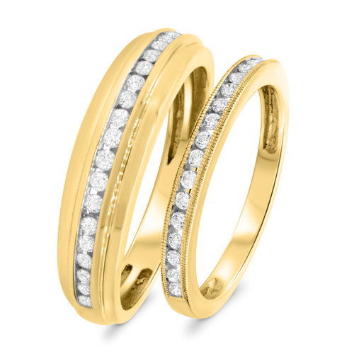 Photo of Chase 1/2 ct tw. Diamond His and Hers Matching Wedding Band Set 14K Yellow Gold [WB693Y]