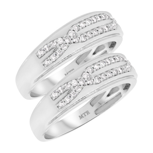 Photo of Blair 3/4 Carat T.W. Diamond Matching Wedding Band Set 10K White Gold [WM915W]