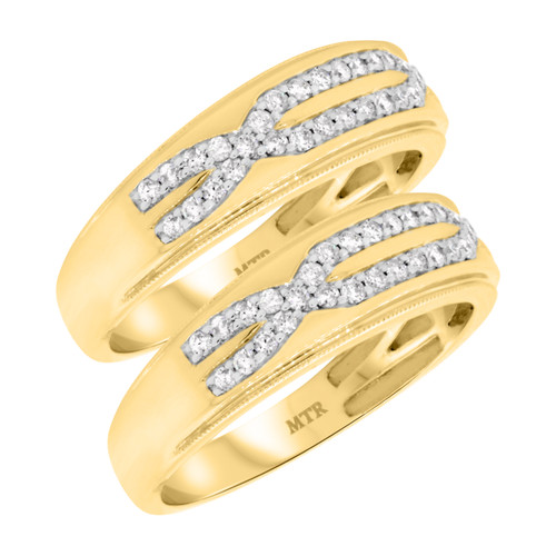 Photo of Blair 3/4 Carat T.W. Diamond Matching Wedding Band Set 10K Yellow Gold [WM915Y]