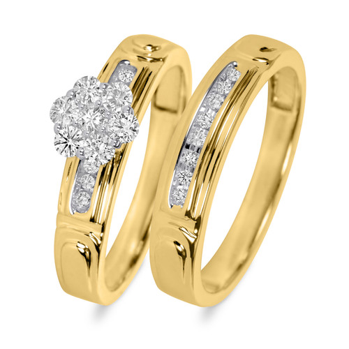 Photo of Willow 3/8 ct tw. Round Diamond Bridal Ring Set 14K Yellow Gold [BR504Y-C000]