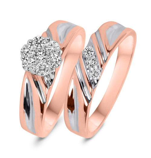 Photo of Cascade 3/8 ct tw. Round Diamond Bridal Ring Set 10K Rose Gold [BR508R-C000]