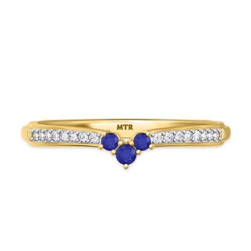 Photo of Abilia 1/6 CT. T.W. Sapphire and Diamond Ladies Wedding Band  10K Yellow Gold [BT877YL]