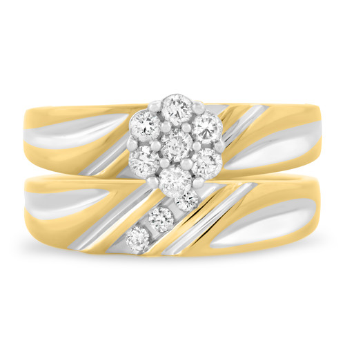 Photo of Cascade 3/8 Carat T.W. Diamond Round Cluster Bridal Set 10K Yellow Gold [BR508Y-C000]
