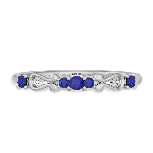 Photo of Garland 1/5 CT. T.W. Sapphire and Diamond Ladies Wedding Band  14K White Gold [BT879WL]