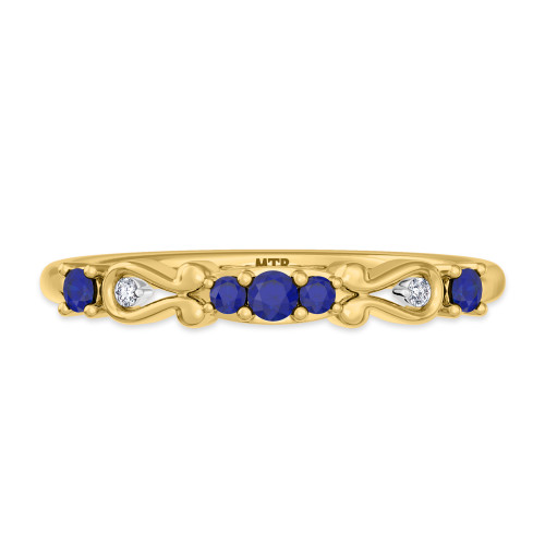 Photo of Garland 1/5 CT. T.W. Sapphire and Diamond Ladies Wedding Band  14K Yellow Gold [BT879YL]