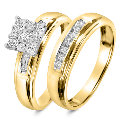 Photo of Boundless 1/2 ct tw. Princess Diamond Bridal Ring Set 14K Yellow Gold [BR518Y-C000]