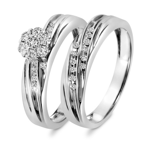 Photo of Adalyn 1/3 ct tw. Round Diamond Bridal Ring Set 10K White Gold [BR519W-C000]