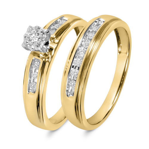 Photo of Effete 1/5 ct tw. Round Diamond Bridal Ring Set 10K Yellow Gold [BR521Y-C000]