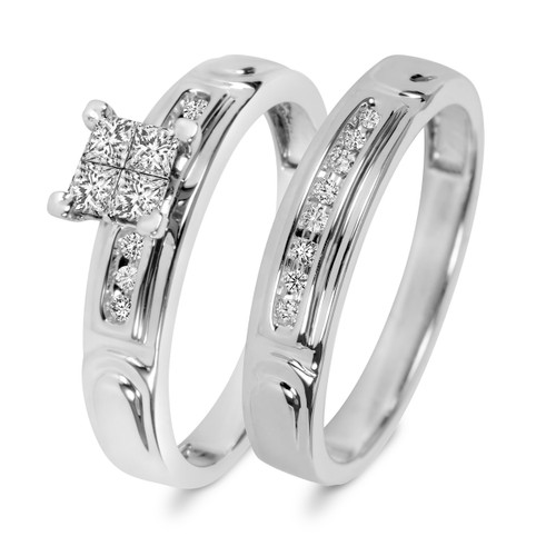 Photo of Aniston 1/3 ct tw. Princess Diamond Bridal Ring Set 10K White Gold [BR525W-C000]
