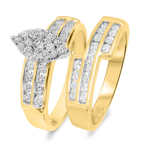 Photo of Marquis Nomadic 1 ct tw. Fancy Diamond Bridal Ring Set 10K Yellow Gold [BR527Y-C000]