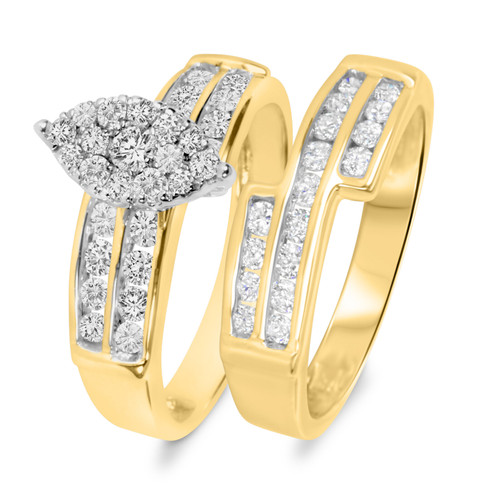 Photo of Marquis Nomadic 1 ct tw. Fancy Diamond Bridal Ring Set 14K Yellow Gold [BR527Y-C000]