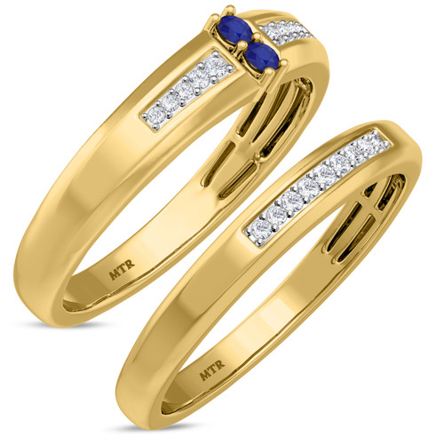 Photo of Chrisoula 1/5 CT. T.W. Diamond Matching Wedding Band Set 14K Yellow Gold [WB869Y]