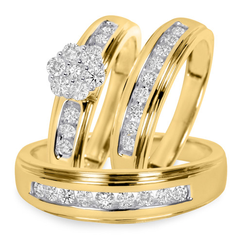 Photo of Encina 3/4 ct tw. Round Diamond Matching Trio Ring Set 10K Yellow Gold [BT501Y-C000]