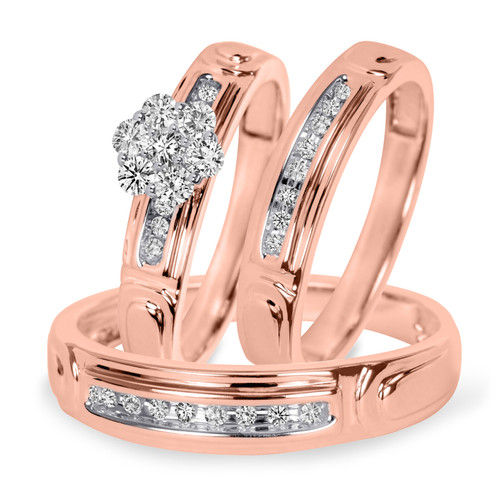 Photo of Willow 3/8 ct tw. Diamond Round Cluster Trio Set 10K Rose Gold [BT504R-C000]