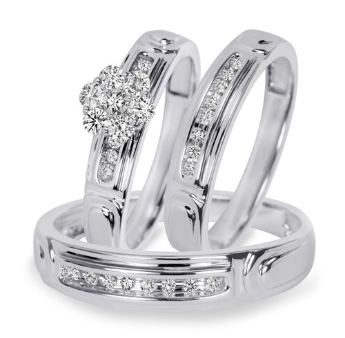 Photo of Willow 3/8 ct tw. Round Cluster Trio Set 10K White Gold [BT504W-C000]