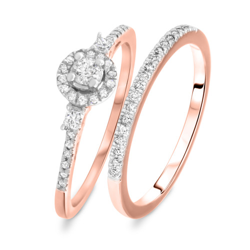 Photo of Calla 1/3 ct tw. Round Diamond Bridal Ring Set 10K Rose Gold [BR551R-C000]