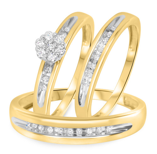 Photo of Gaia 1/4 ct tw. Round Diamond Matching Trio Ring Set 14K Yellow Gold [BT506Y-C000]