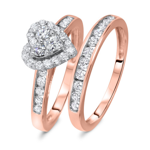 Photo of Darla 7/8 ct tw. Heart Diamond Bridal Ring Set 10K Rose Gold [BR563R-C000]