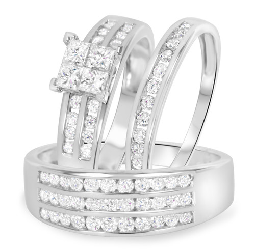 Photo of Tegan 1 2/3 ct tw. Princess Diamond Matching Trio Ring Set 14K White Gold [BT512W-C000]