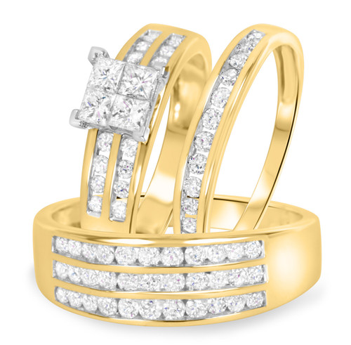 Photo of Tegan 1 5/8 ct tw. Princess Diamond Matching Trio Ring Set 14K Yellow Gold [BT512Y-C000]