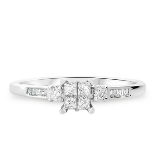 Photo of Wilhelmina 1/4 ct tw. Diamond Princess Cluster Engagement Ring 14K White Gold [BT587WE-C000]