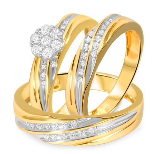 Photo of Adalyn 3/8 ct tw. Round Diamond Matching Trio Ring Set 10K Yellow Gold [BT519Y-C000]