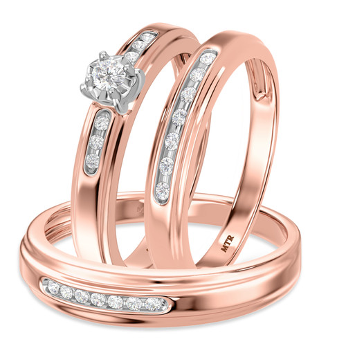 Photo of Effete 1/4 ct tw. Diamond Round Cluster Trio Set 14K Rose Gold [BT521R-C000]