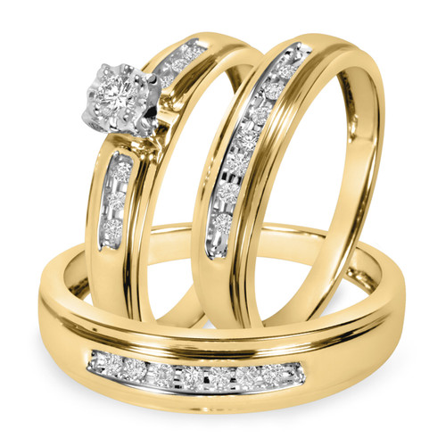 Photo of Effete 1/4 ct tw. Round Diamond Matching Trio Ring Set 10K Yellow Gold [BT521Y-C000]