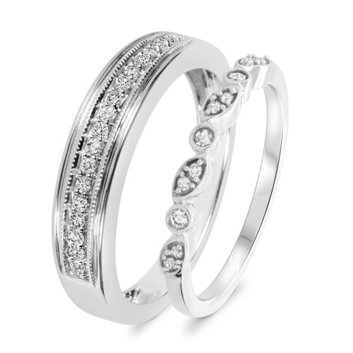 Photo of Jocelyn 2/3 ct tw. Diamond Wedding Band Set 10K White Gold [WB909W]