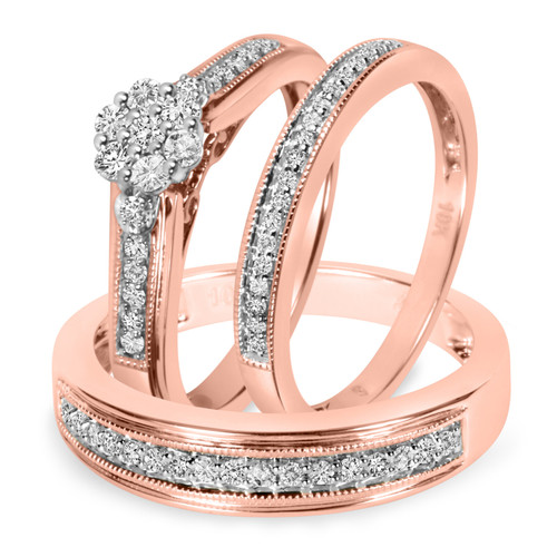 Photo of Oshun 1/2 ct tw. Round Diamond Matching Trio Ring Set 14K Rose Gold [BT530R-C000]