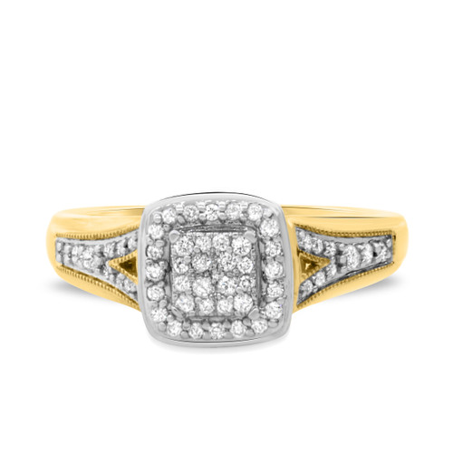 Photo of Selena 1/3 ct tw. Diamond Cushion Cluster Engagement Ring 14K Yellow Gold [BT643YE-C000]