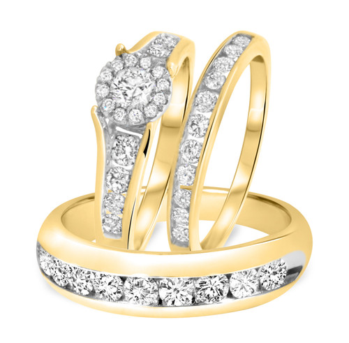 Photo of Bonny 2 ct tw. Diamond Round Cluster Trio Set 14K Yellow Gold [BT533Y-C000]
