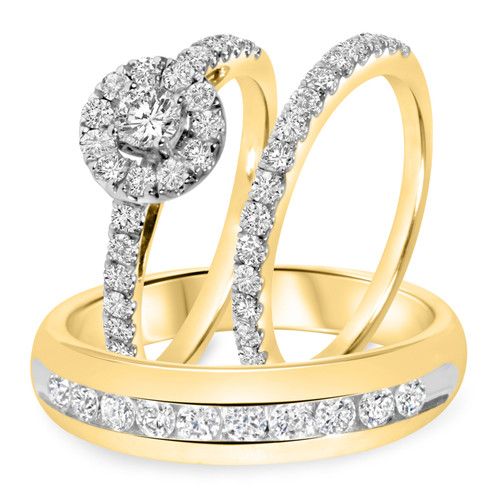 Photo of Luna 1 1/2 ct tw. Round Diamond Matching Trio Ring Set 14K Yellow Gold [BT535Y-C000]