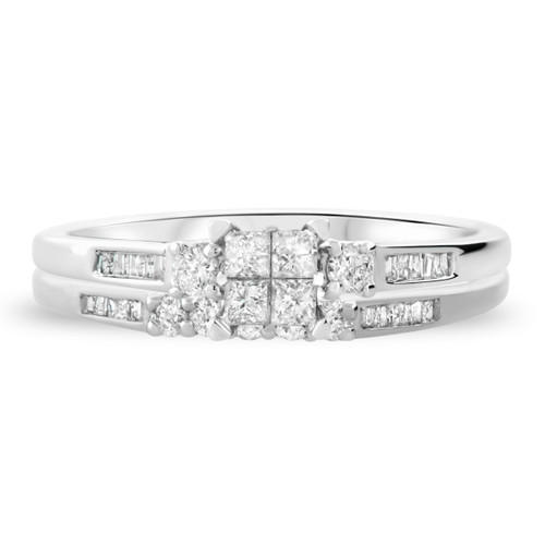 Photo of Wilhelmina 3/8 CT. T.W. Diamond Princess Cluster Bridal Set 14K White Gold [BR587W-C000]