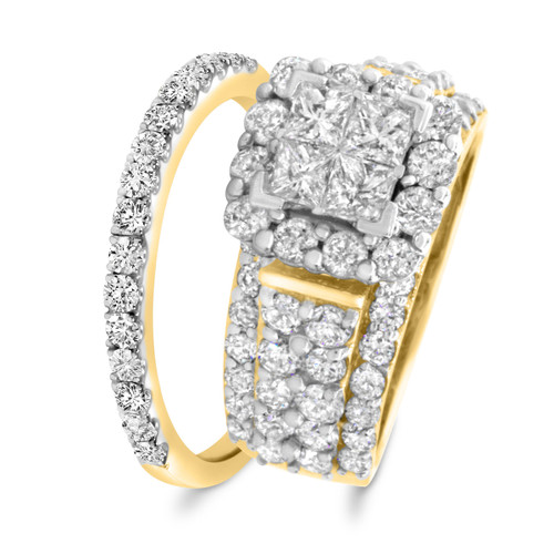 Photo of Felicity 3 3/8 ct tw. Princess Diamond Bridal Ring Set 10K Yellow Gold [BR588Y-C000]