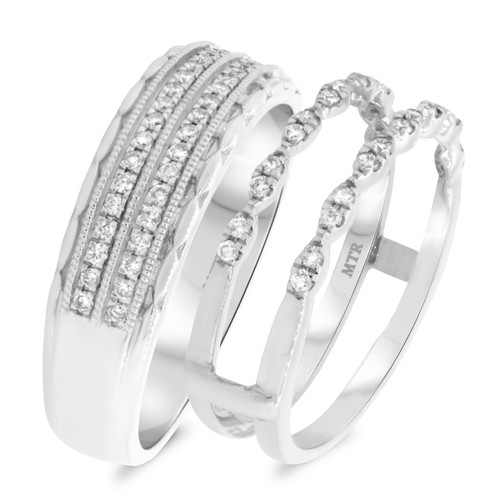 Photo of Jules 3/8 ct tw. Diamond His and Hers Matching Wedding Band Set 14K White Gold [WB917W]