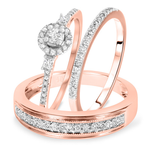 Photo of Calla 1/2 ct tw. Round Diamond Matching Trio Ring Set 10K Rose Gold [BT551R-C000]