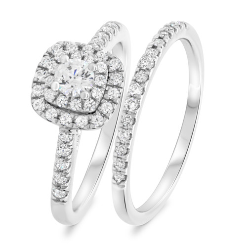 Photo of Analiese 5/8 ct tw. Round Solitaire Diamond Bridal Ring Set 10K White Gold [BR677W-R018]