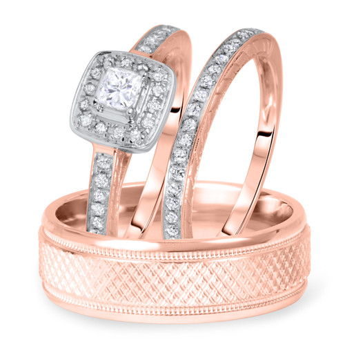 Photo of Allure 1/2 ct tw. Diamond Princess Solitaire Trio Set 14K Rose Gold [BT580R-P018]