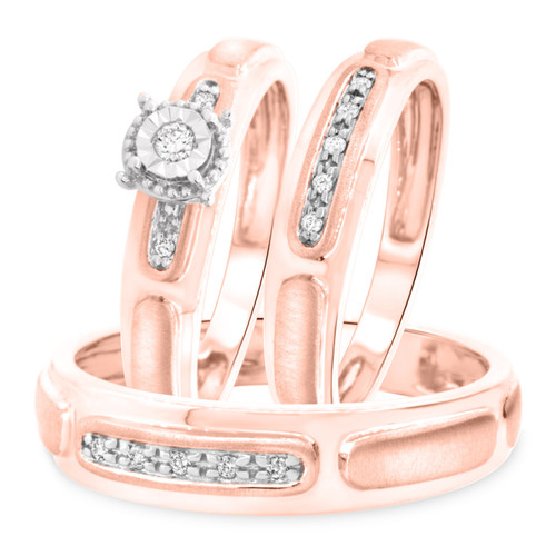 Photo of Courtesan 1/8 ct tw. Round Diamond Matching Trio Ring Set 10K Rose Gold [BT583R-C000]