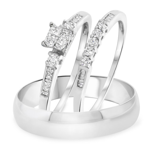 Photo of Wilhelmina 3/8 ct tw. Princess Diamond Matching Trio Ring Set 10K White Gold [BT587W-C000]