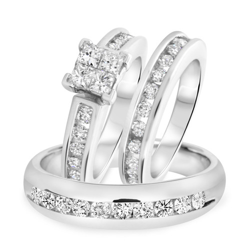 Photo of Elegance 2 ct tw. Princess Diamond Matching Trio Ring Set 10K White Gold [BT591W-C000]