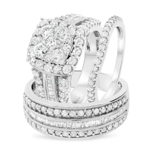 Photo of Louise 3 ct tw. Fancy Diamond Matching Trio Ring Set 10K White Gold [BT635W-C000]