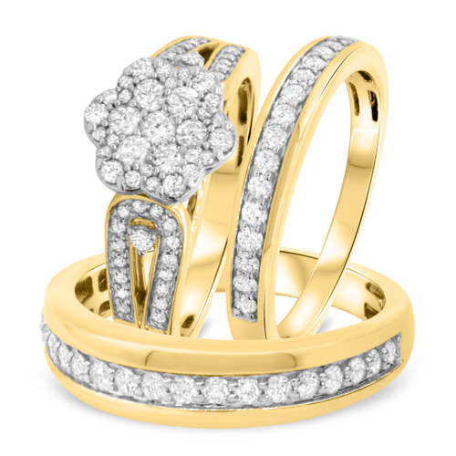 Photo of Melanie 1 3/8 ct tw. Diamond Fancy Cluster Trio Set 10K Yellow Gold [BT639Y-C000]