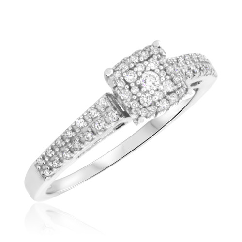 Photo of Mystic 1/4 ct tw. Princess Cluster Engagement Ring 10K White Gold [BT814WE-C000]
